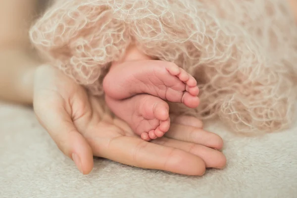 Nogi noworodka w ręce matki — Zdjęcie stockowe