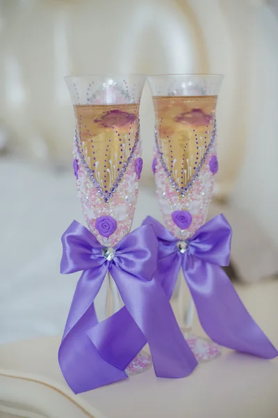 Champagne de mariage verres — Photo