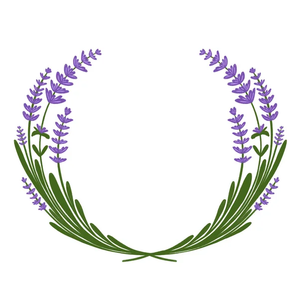 Moldura Coroa Meia Redonda Desenhada Mão Com Flores Lilás Sobre — Fotografia de Stock