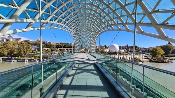 Altes Tiflis Gläserne Friedensbrücke Des Architekten Michele Luca Mtkvari Fluss — Stockfoto