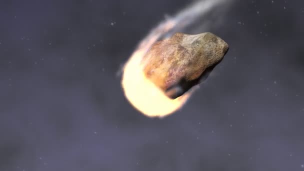 Asteroide incandescente hacia la Tierra — Vídeo de stock