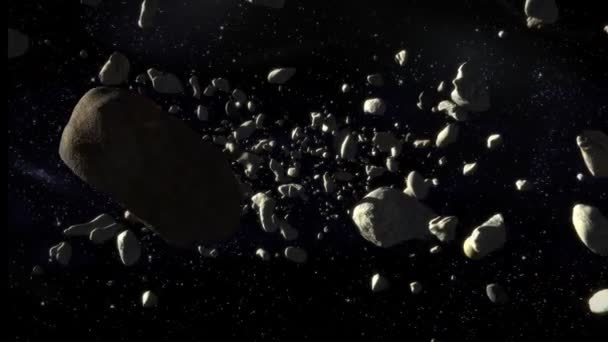 Niebezpieczeństwo, asteroidy w ruchu — Wideo stockowe