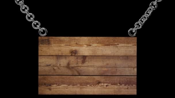 Tavole di legno con catene e canale alfa — Video Stock