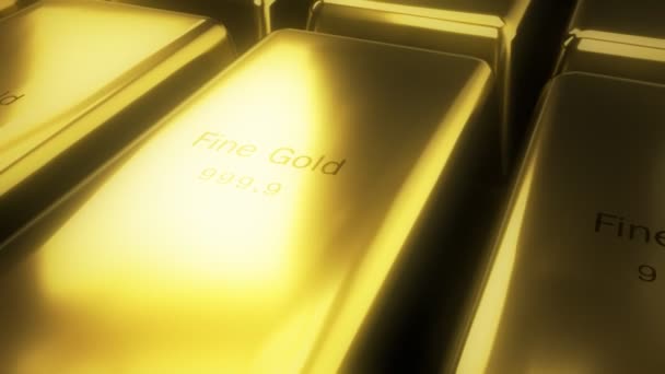 Bars van goud in een geheime kamer — Stockvideo