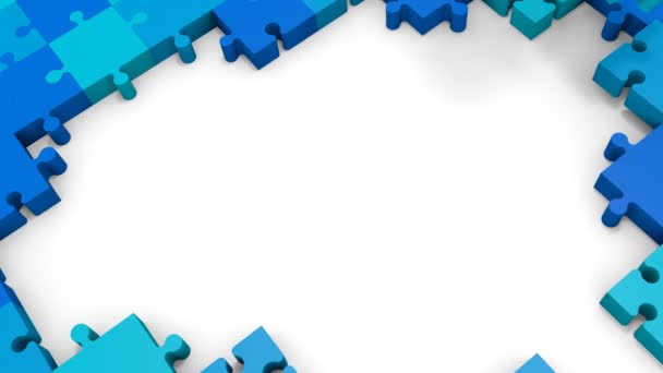 Puzzle azul en forma conceptual para su texto o fondo — Vídeo de stock