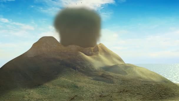 Simulatie. uitbarsting van een vulkaan — Stockvideo