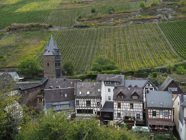 Top View Medieval German City Vineyards Bacharach Germany — Stock Photo, Image