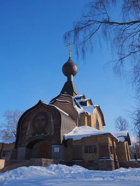 Hermosa Iglesia Madera Estilo Ruso Día Soleado Invierno Flenovo Smolensk —  Fotos de Stock