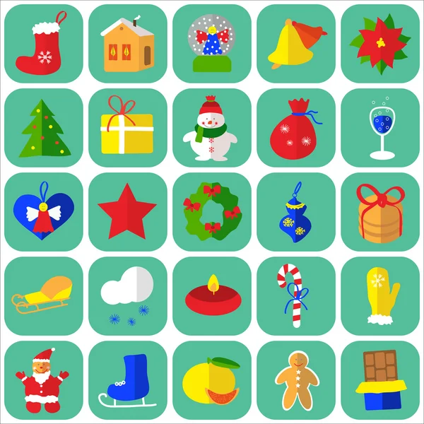 Kerst iconen platte — Stockvector