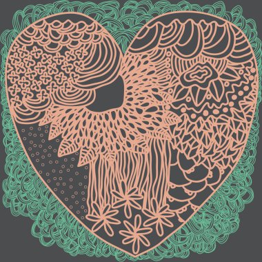 Kalp grafik gri arka plan