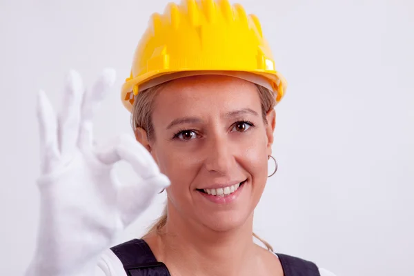 Trabalhadora da construção feminina — Fotografia de Stock