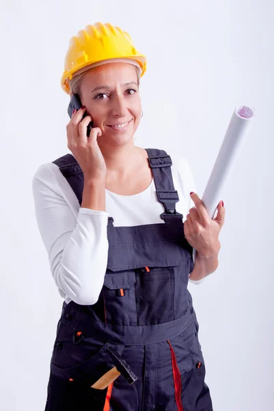 Trabalhadora da construção feminina — Fotografia de Stock