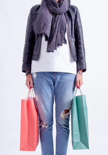 Mujer con bolsas de compras — Foto de Stock