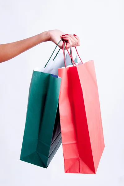 Femme avec sacs à provisions — Photo