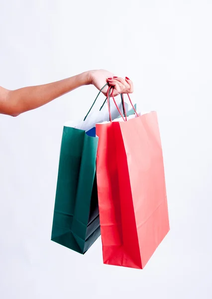 Femme avec sacs à provisions — Photo