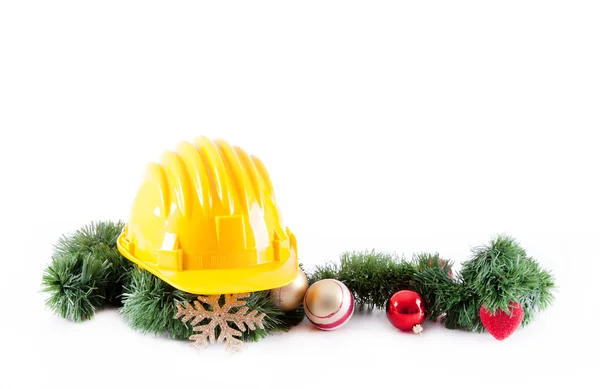 Casco de construcción y navidad — Foto de Stock