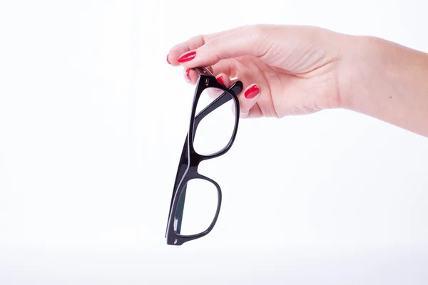 Femme mains tenant des lunettes — Photo