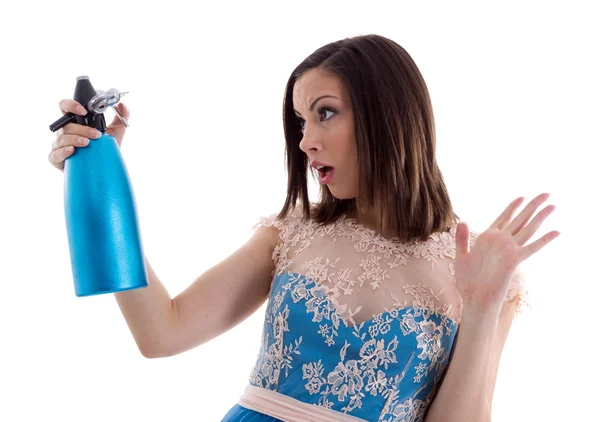 Mulher de vestido azul — Fotografia de Stock