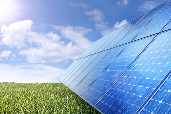 Panel Solar Produce Energía Verde Respetuosa Con Medio Ambiente Del —  Fotos de Stock
