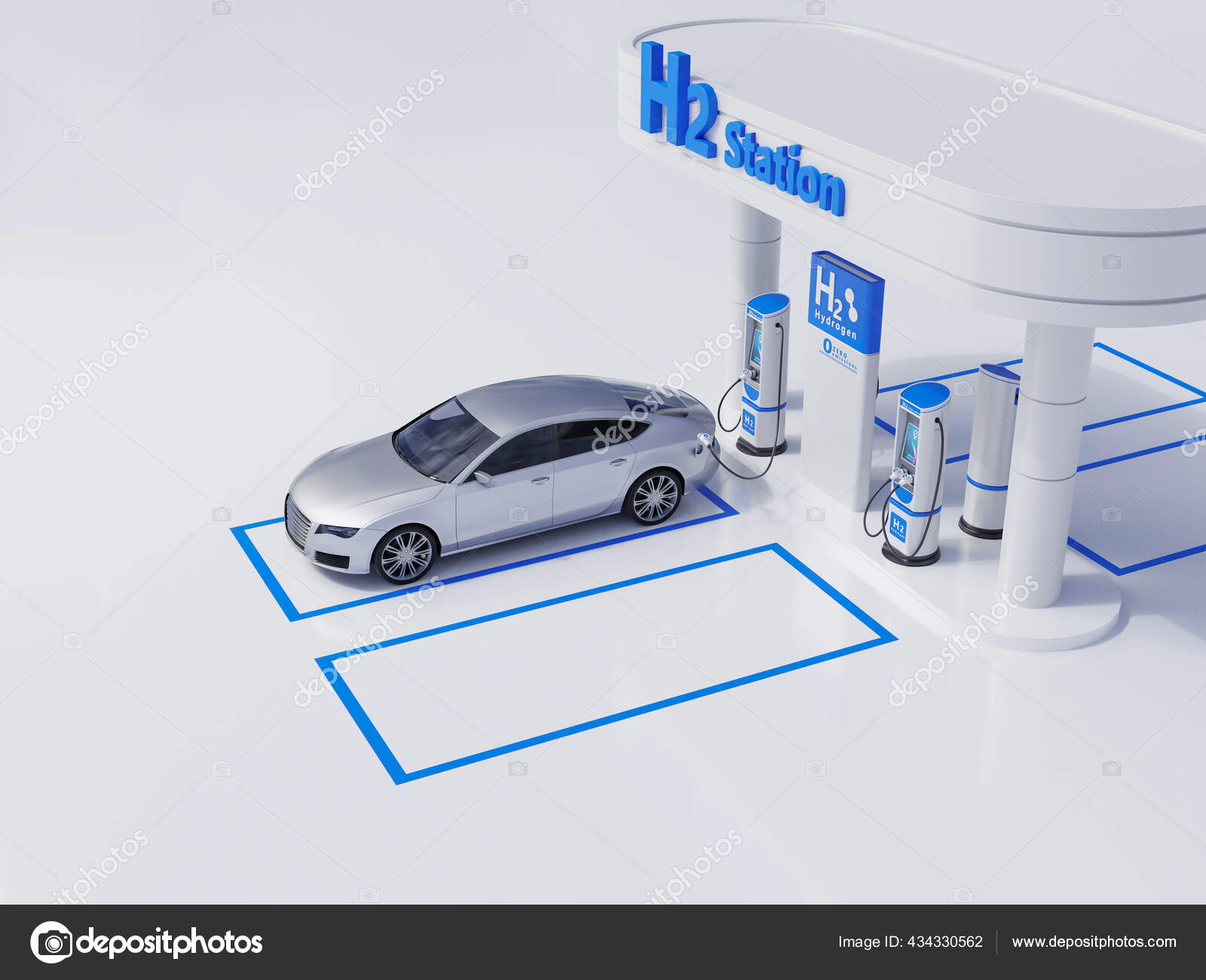 Hydrogen Fuel Car Charging Station White Color Visual Concept Design