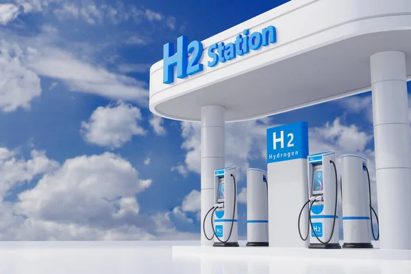 Estación Carga Combustible Hidrógeno Diseño Concepto Visual Color Blanco Ilustración — Foto de Stock