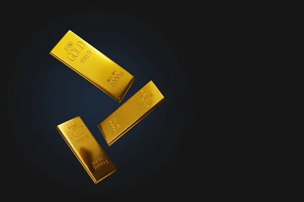 Black Background Gold Bars Illustration — 图库照片