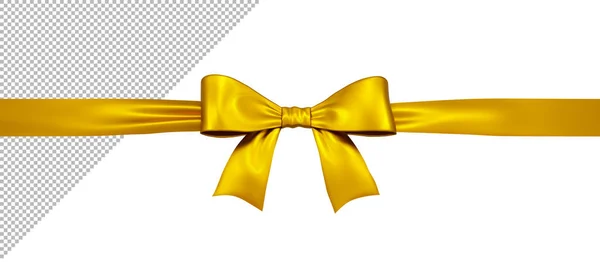 Sarı Saten Hediye Ribbon Yayı Beyaz Arka Planda Izole Edildi — Stok fotoğraf