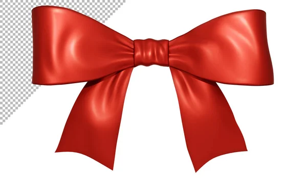Red Satin Gift Ribbon Bow Isolated White Background Illustration — Stock Photo, Image