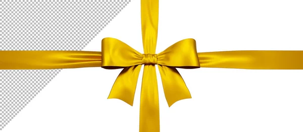 Sarı Saten Hediye Ribbon Yayı Beyaz Arka Planda Izole Edildi — Stok fotoğraf