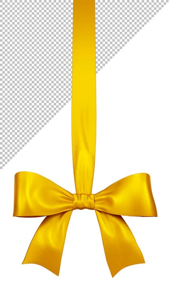 Yellow Satin Gift Ribbon Bow Isolated White Background Illustration — Stock Photo, Image