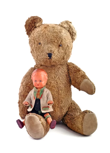 Мишка Тедди и мальчик-кукла — стоковое фото