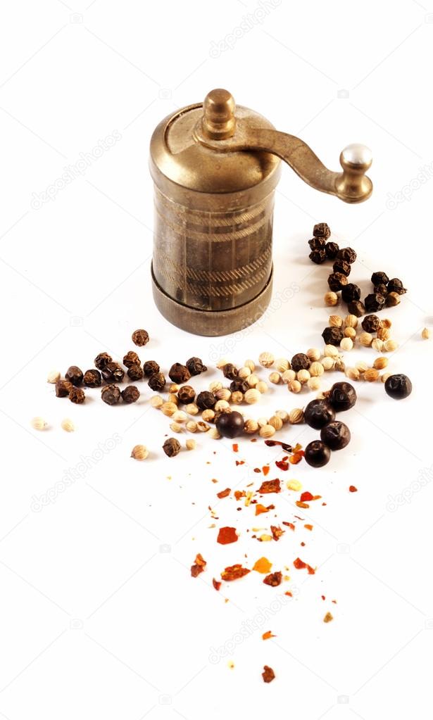 Vintage grinder with spices