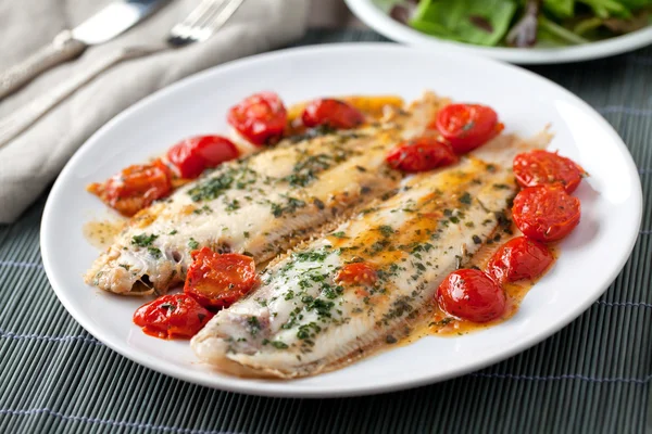 Sole with cherry tomatoes — Stock Photo, Image
