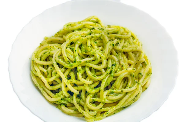 Espaguete com molho de pesto — Fotografia de Stock