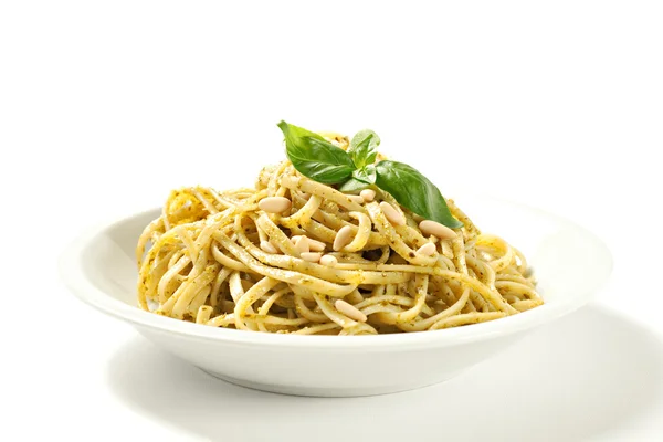 Spaghetti with pesto sauce — Stock Photo, Image