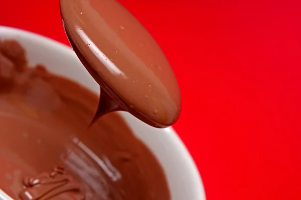 Kaşık ile sıcak çikolata — Stok fotoğraf
