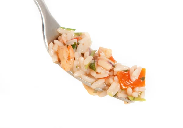 Risoto de garfo com frutos do mar — Fotografia de Stock