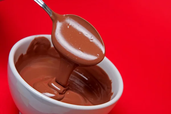 Kaşık ile sıcak çikolata — Stok fotoğraf