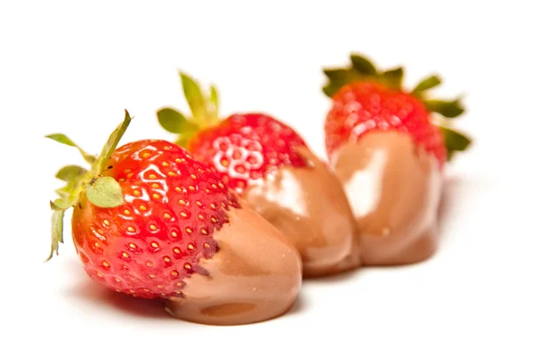 Strawberries with melted chocolate — Stock Photo, Image