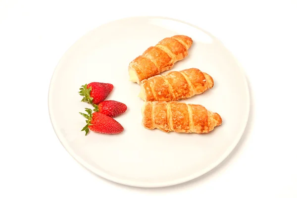 Cannoli with strawberries — Stock Photo, Image