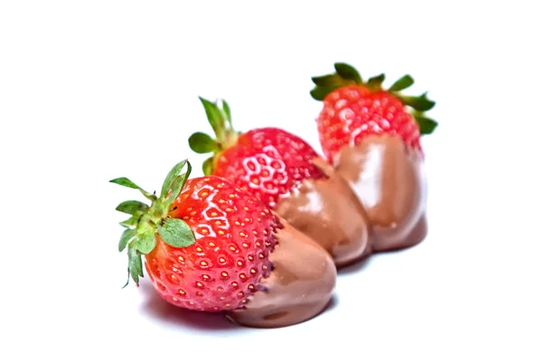 Strawberries with melted chocolate — Stock Photo, Image