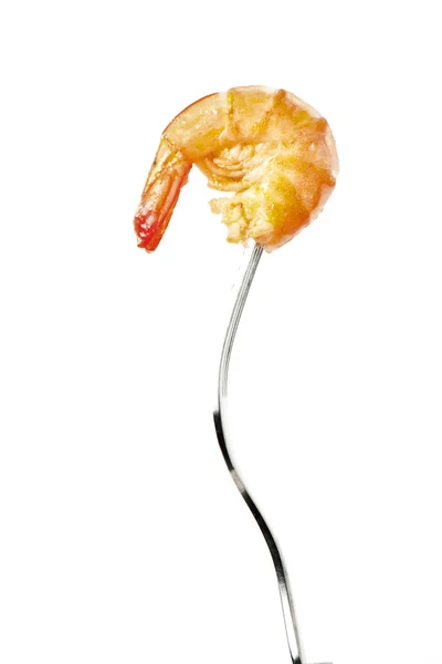 Shrimp on a fork — Stock Photo, Image