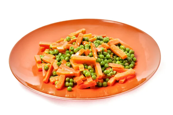 Cooked peas and carrots — Stock Photo, Image