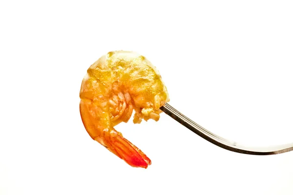 Shrimp on a fork — Stock Photo, Image