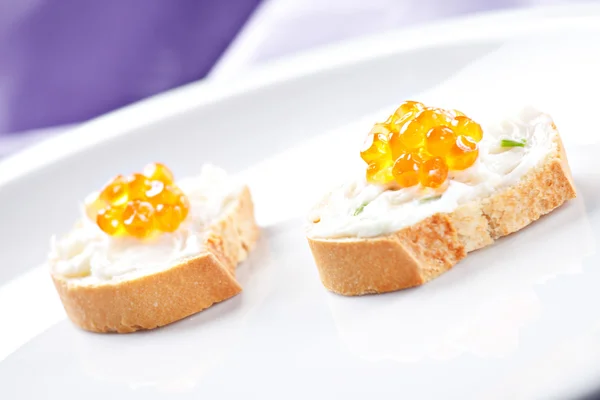 Delicious Caviar Canapes — Stock Photo, Image