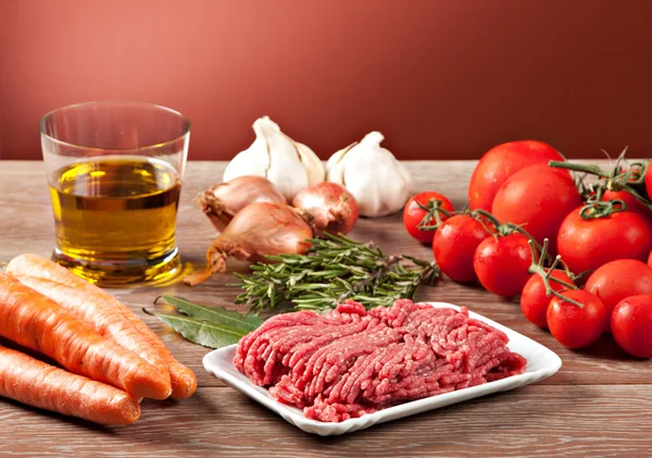 Ingredients for Bolognese sauce — Stock Photo, Image