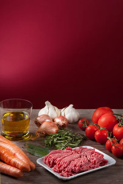 Zutaten für Bolognese-Sauce — Stockfoto