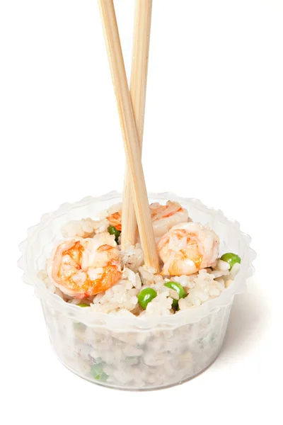 Rice with shrimps and mushrooms — Stock Photo, Image