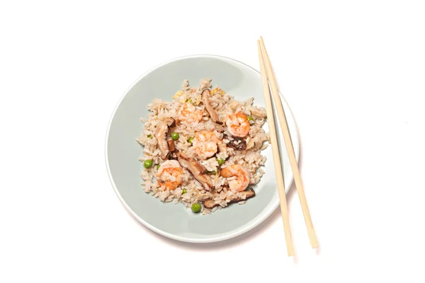 水稻与虾和蘑菇 — 图库照片