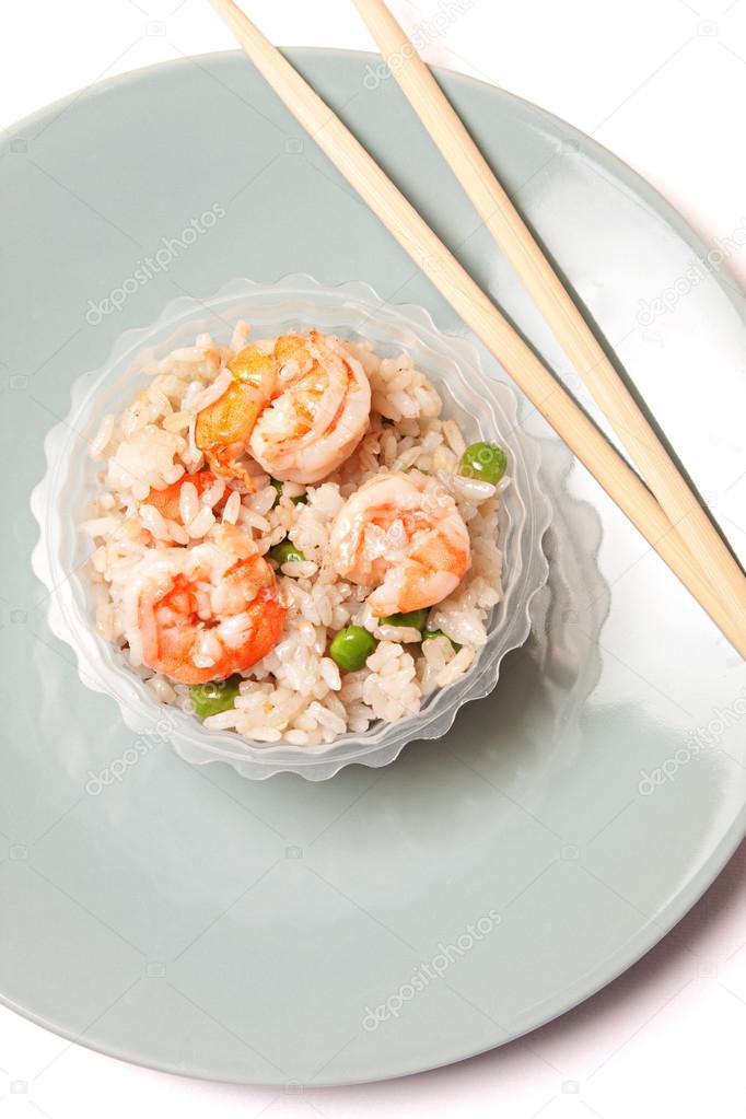 Rice with shrimps and mushrooms